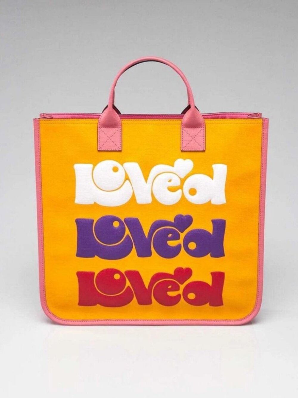 Gucci Pink/Yellow Coated Canvas Rainbow "Loved" Children's Tote Bag - Picture 1 of 12